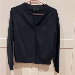 Zadig & Voltaire wool sweater Cardigan - navy blue with subtle sequin detail